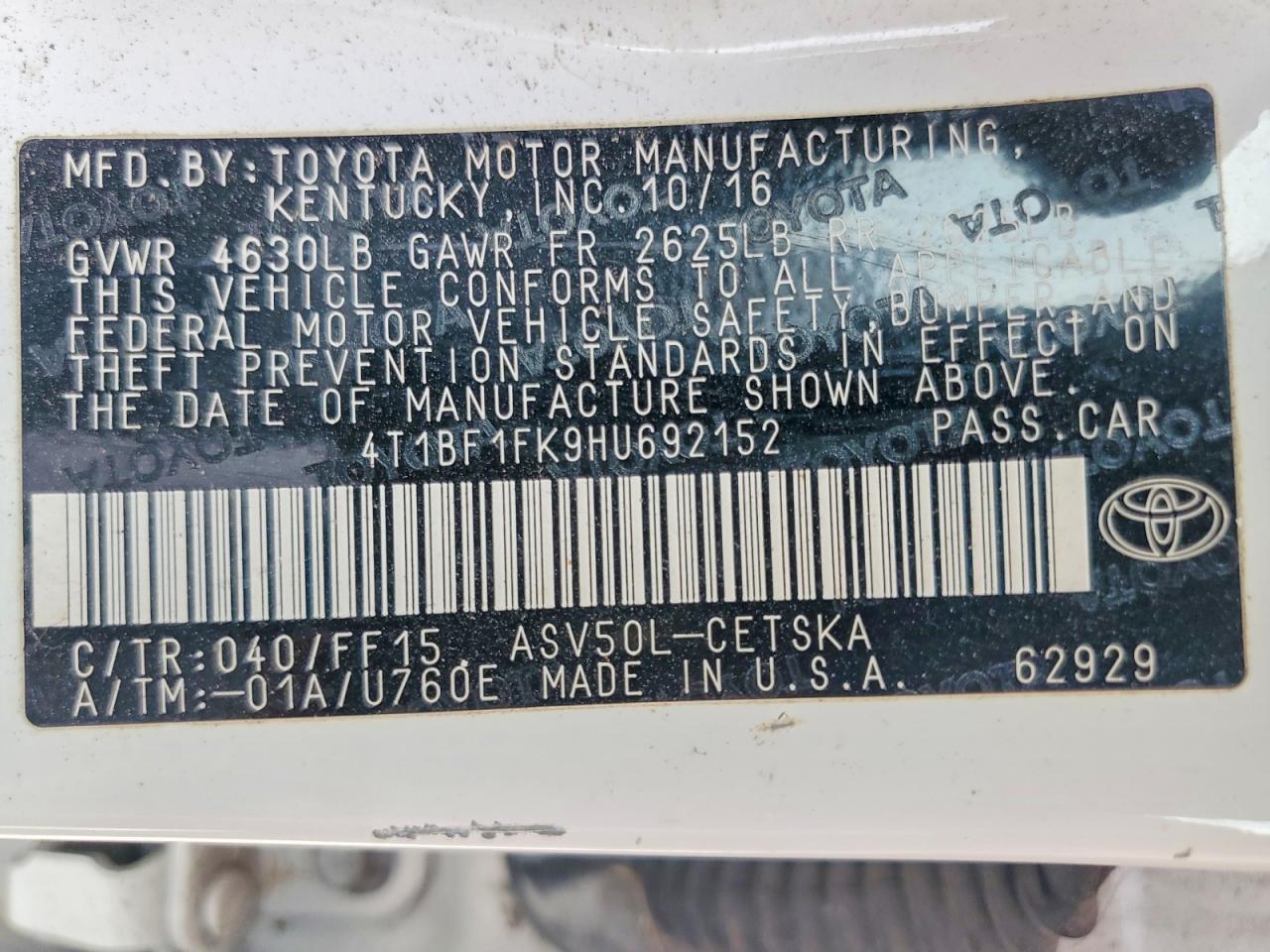 2017 TOYOTA CAMRY photo 25