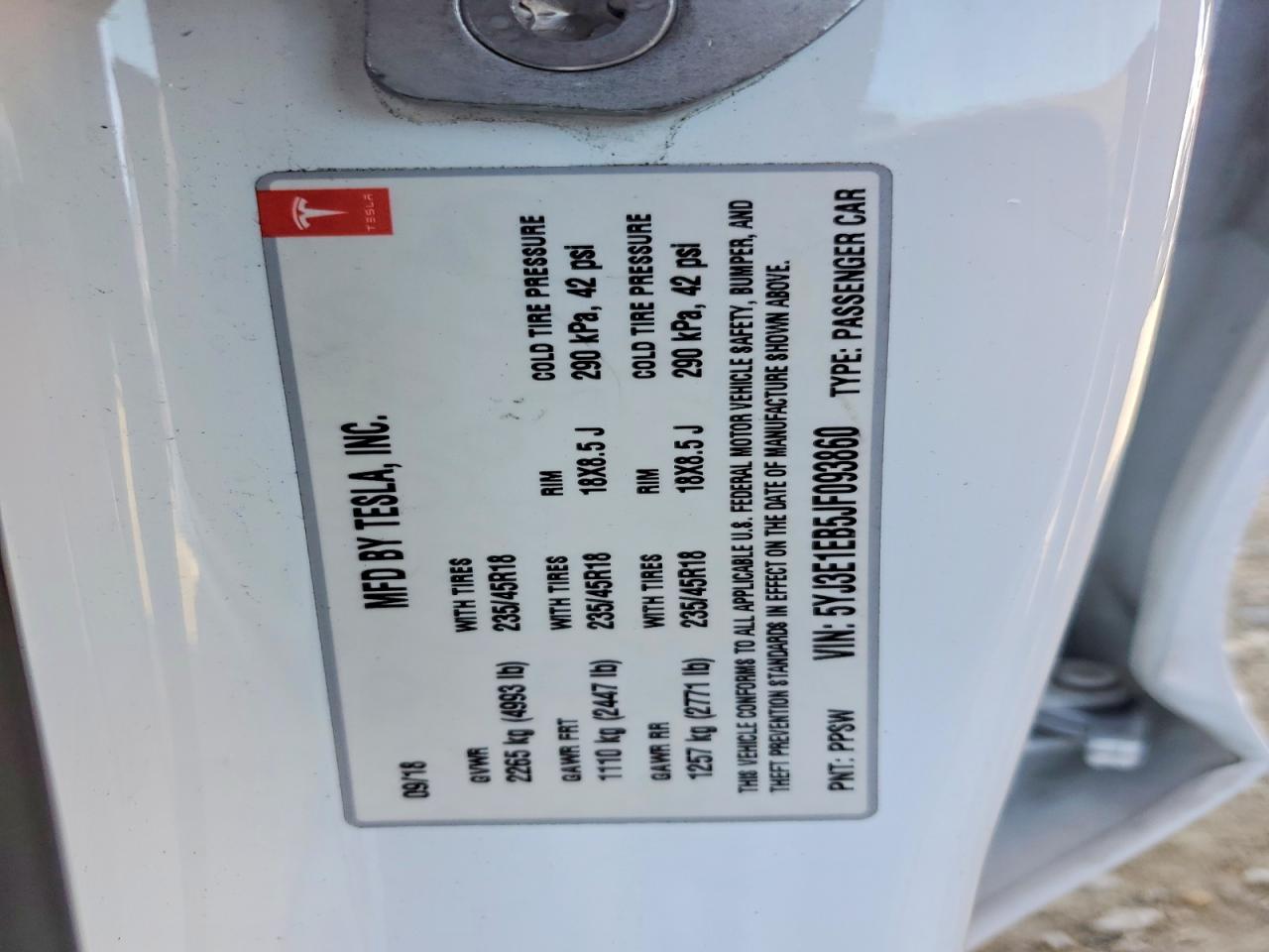 2018 TESLA MODEL 3 photo 34