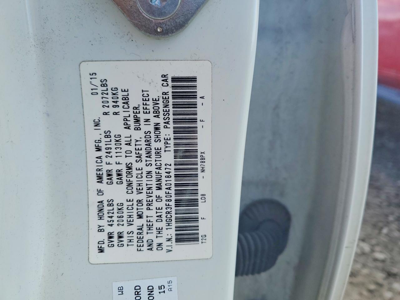 2015 HONDA ACCORD EXL photo 12