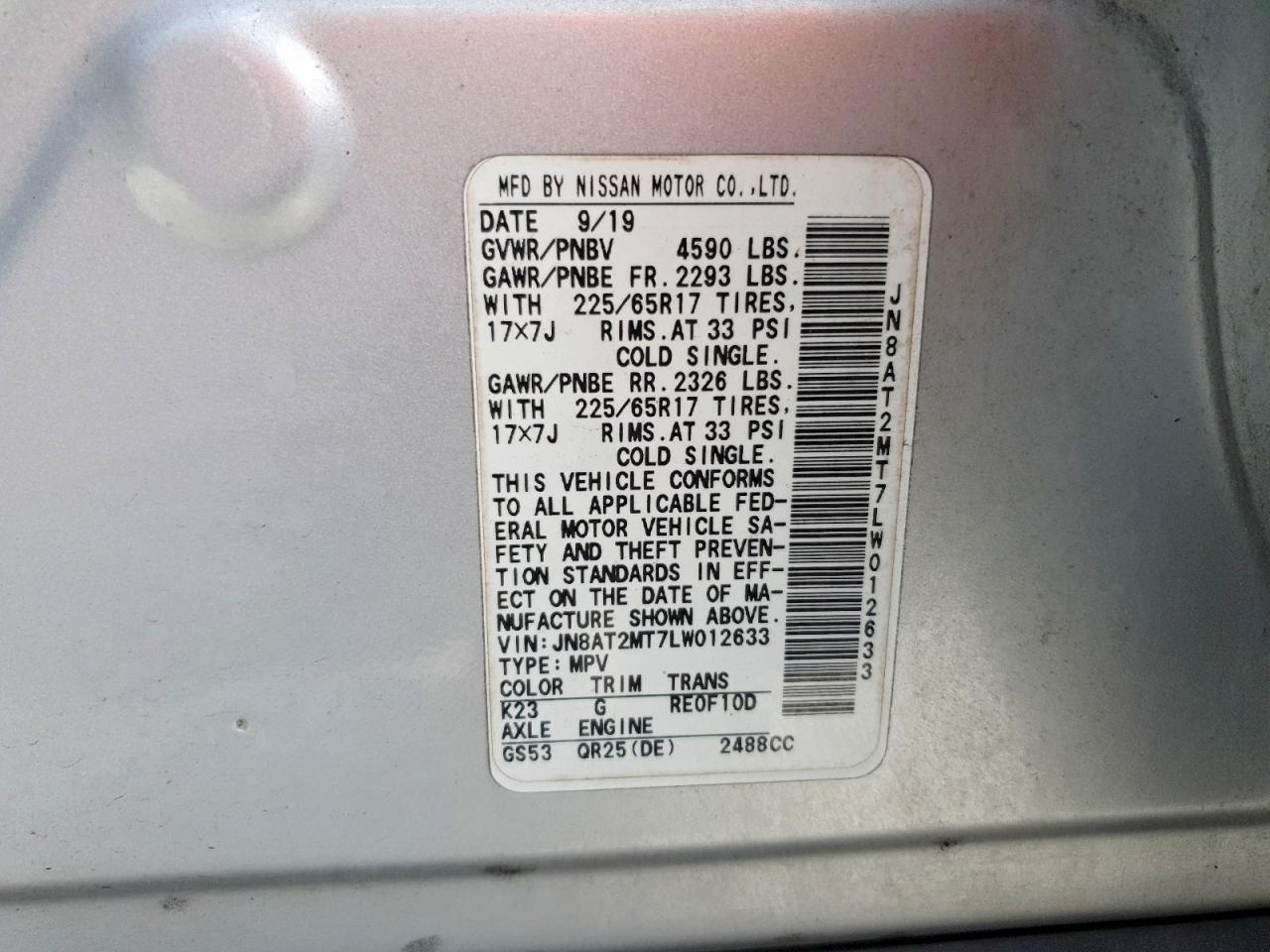 2020 NISSAN ROGUE SV photo 37