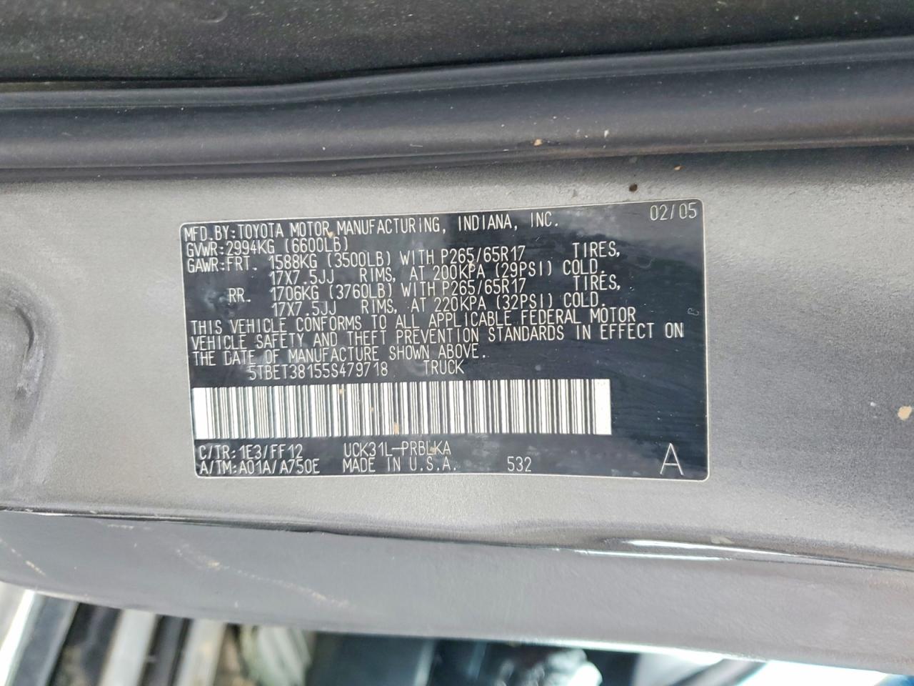 2005 TOYOTA TUNDRA photo 13