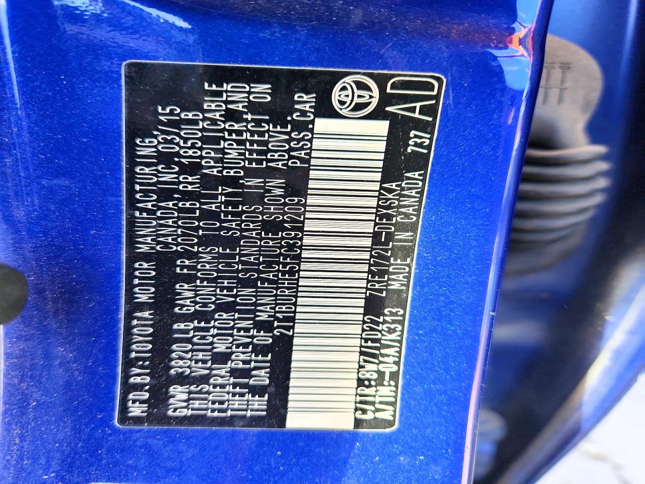 2015 TOYOTA COROLLA S PLUS photo 25