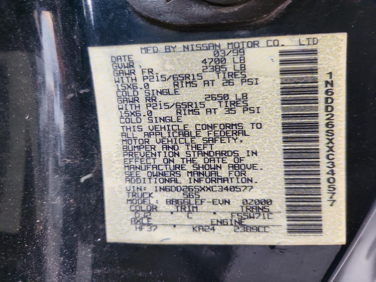 1999 NISSAN FRONTIER XE photo 12
