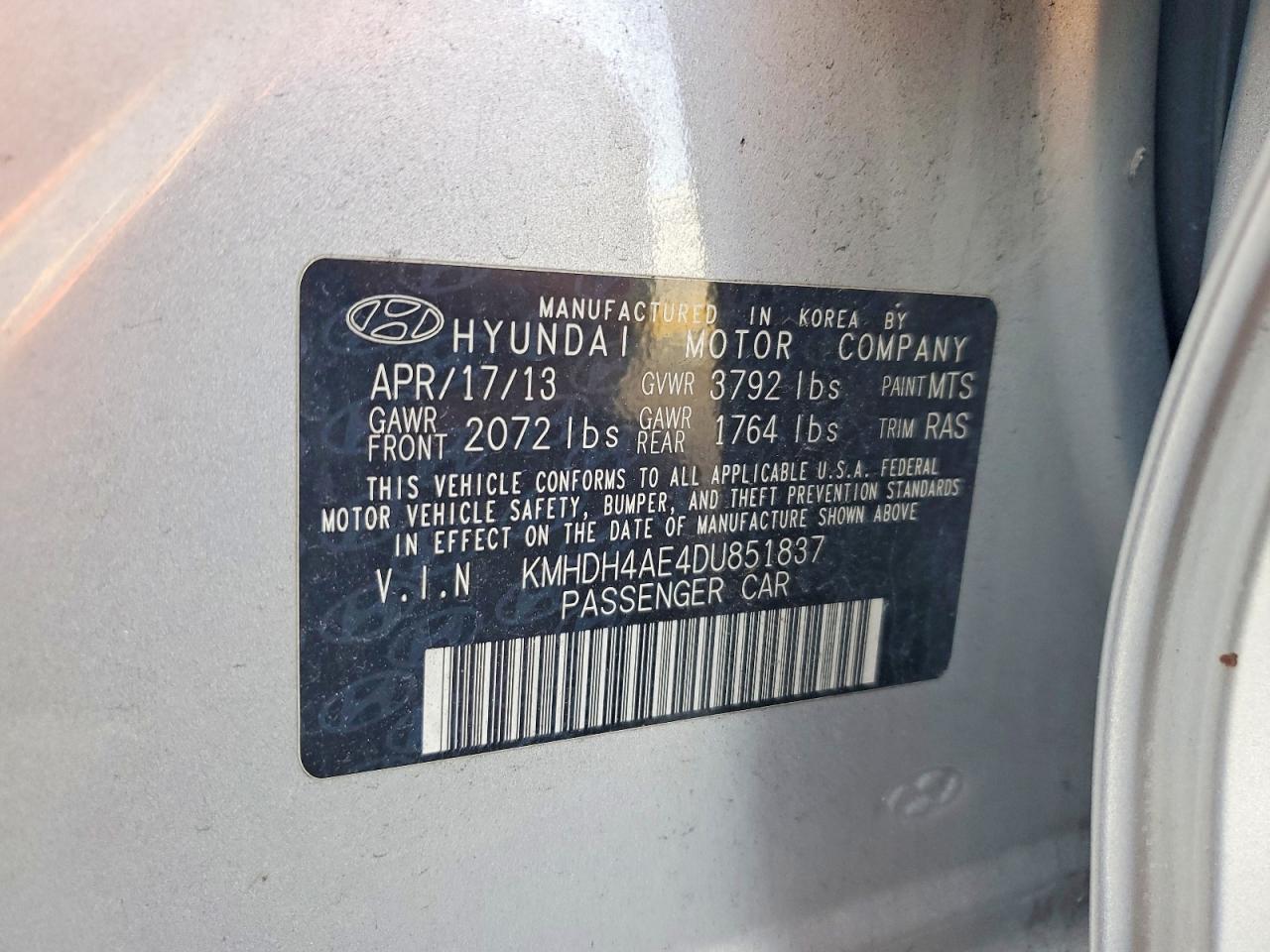 2013 HYUNDAI ELANTRA GLS photo 23