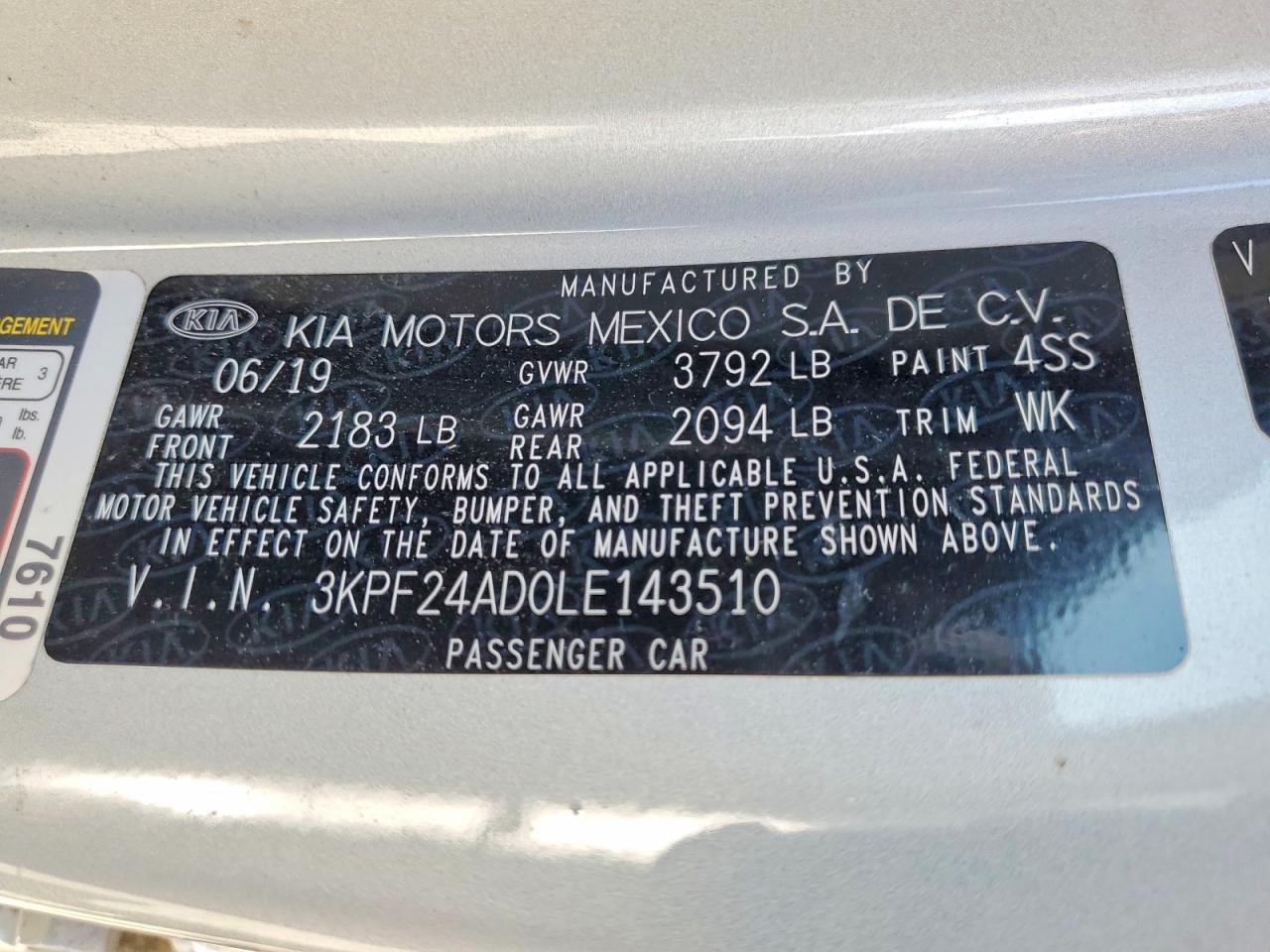 2020 KIA FORTE FE photo 25