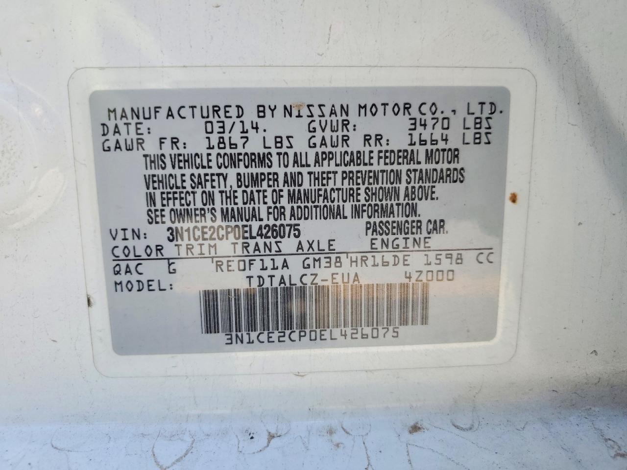 2014 NISSAN VERSA NOTE S PLUS photo 25