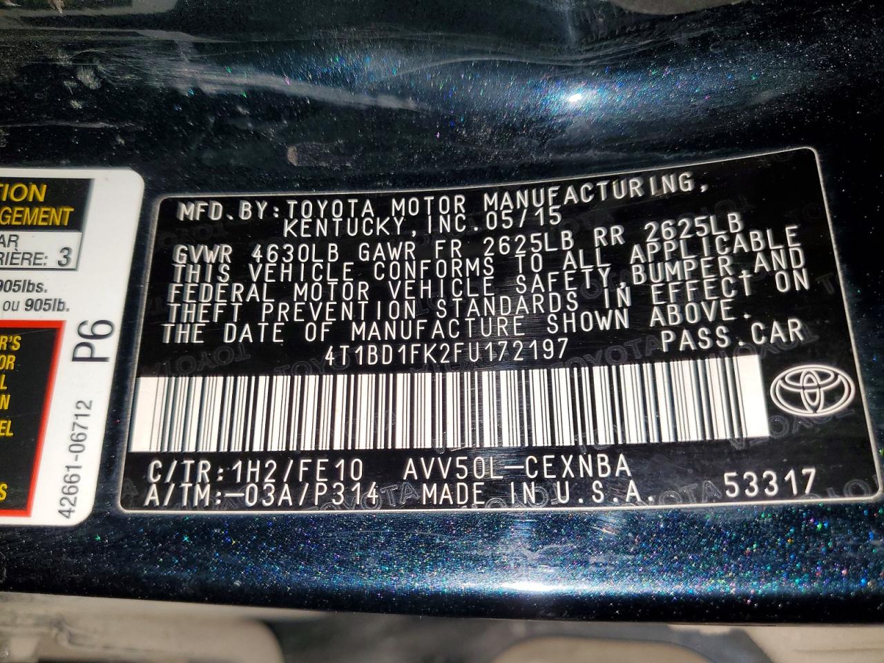 2015 TOYOTA CAMRY HYBRID photo 12