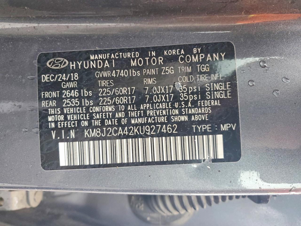2019 HYUNDAI TUCSON SE photo 12