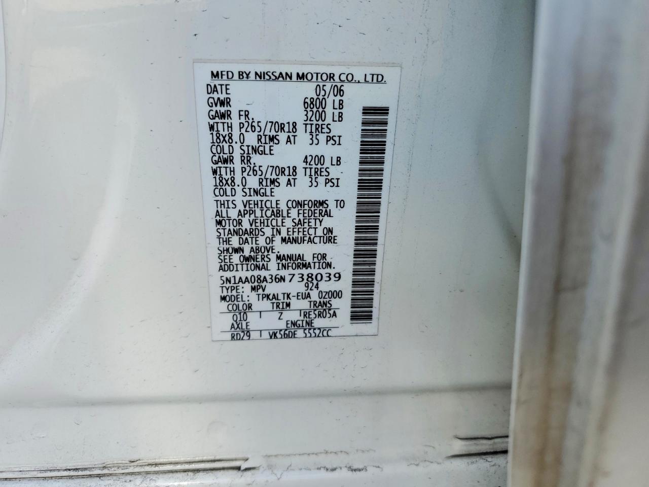 2006 NISSAN ARMADA SE photo 13