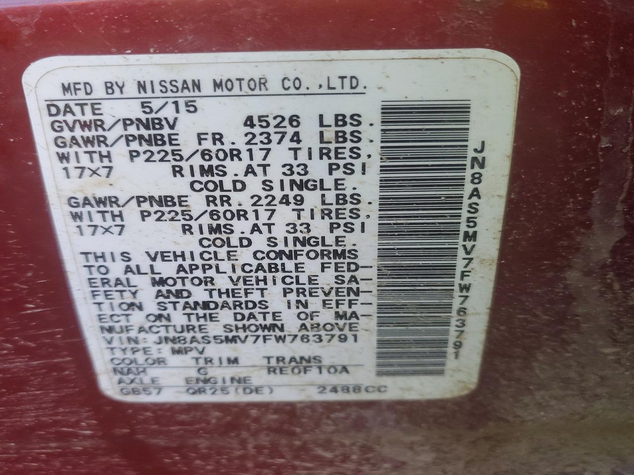 2015 NISSAN ROGUE SELECT S photo 23