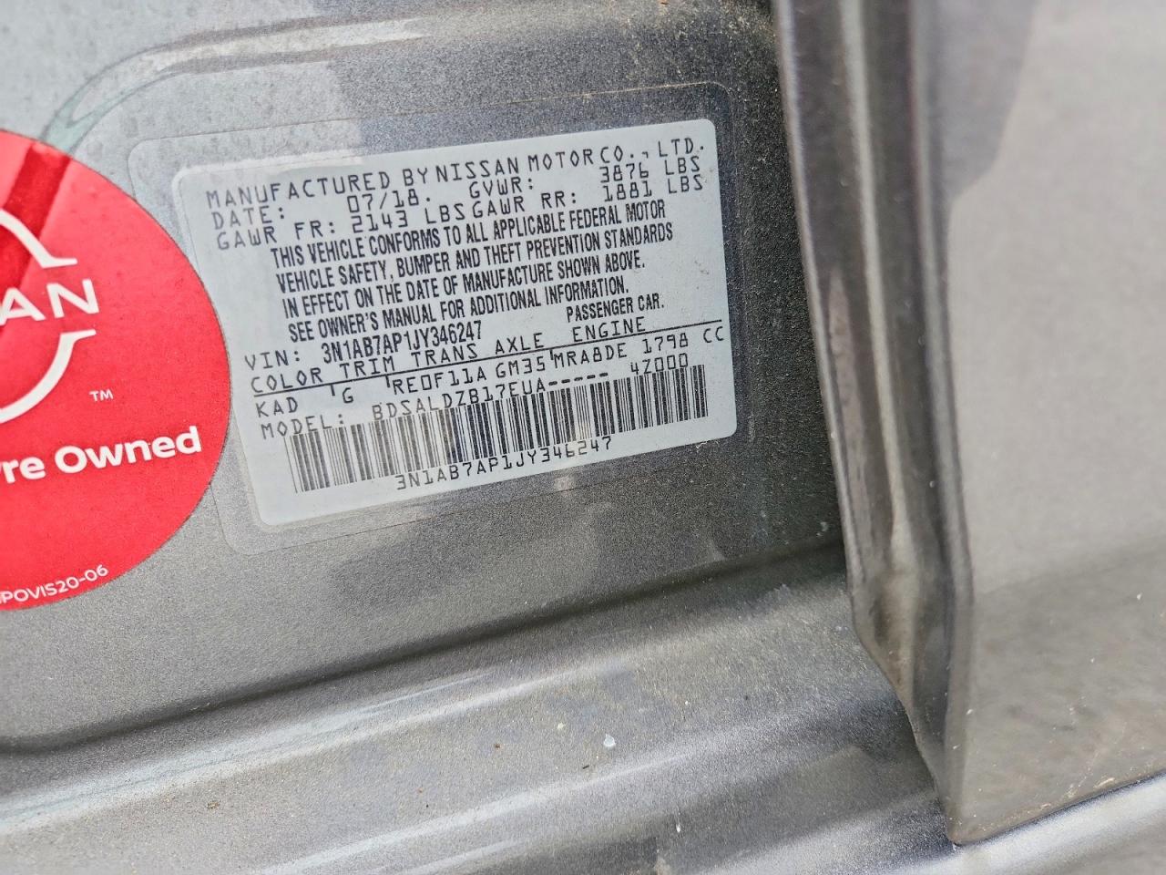 2018 NISSAN SENTRA SV photo 12