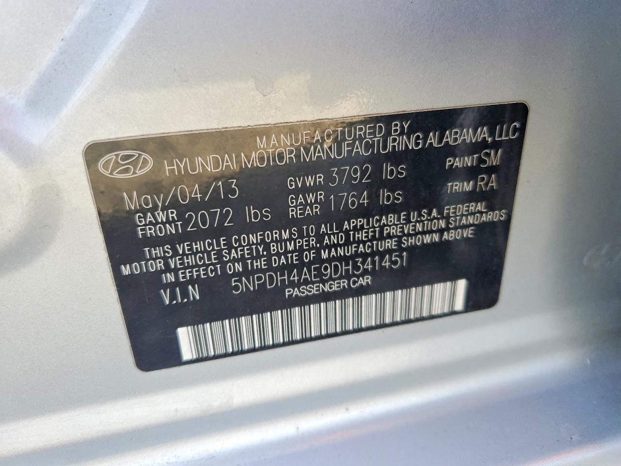 2013 HYUNDAI ELANTRA GLS photo 12
