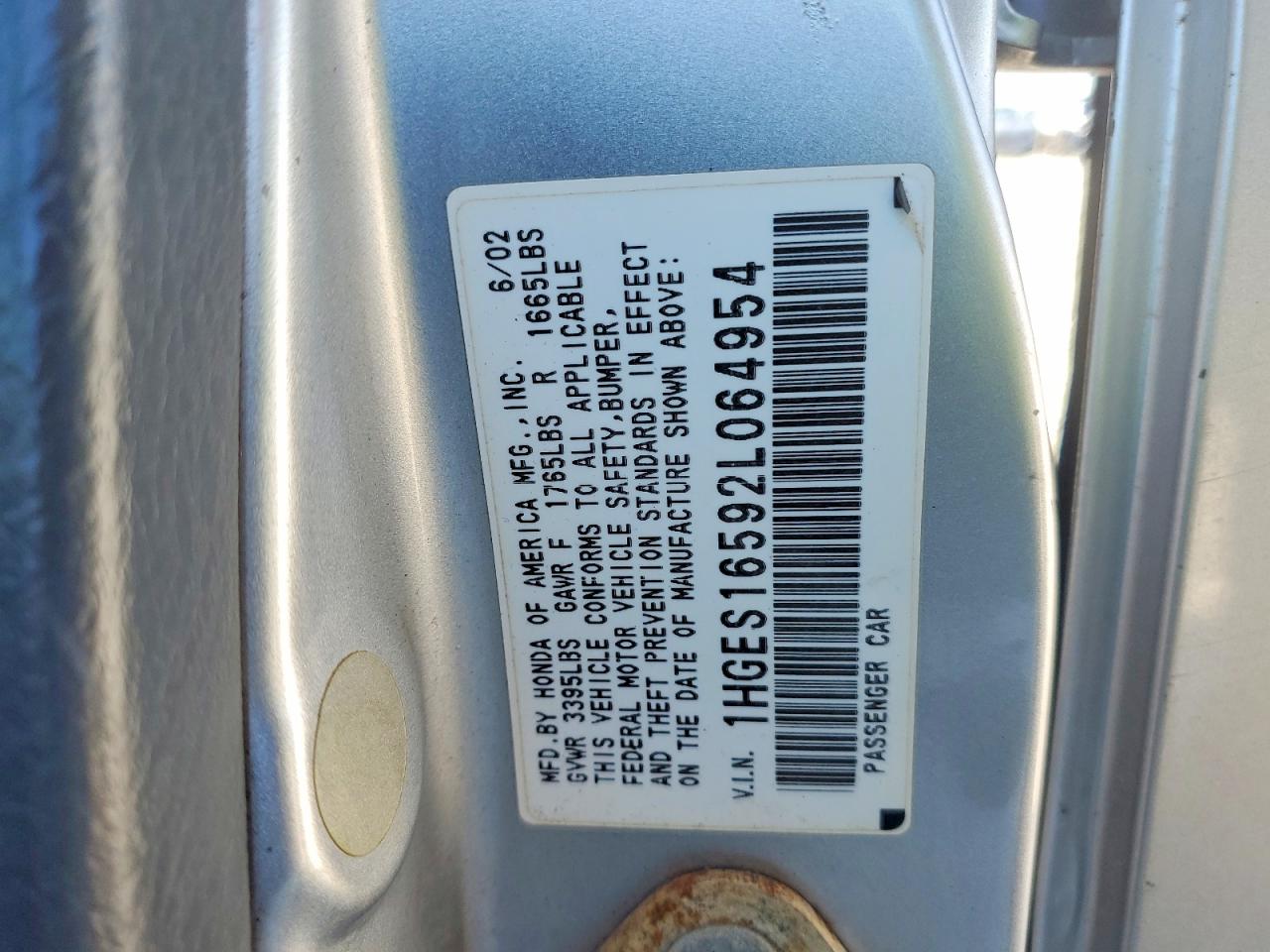 2002 HONDA CIVIC LX photo 25