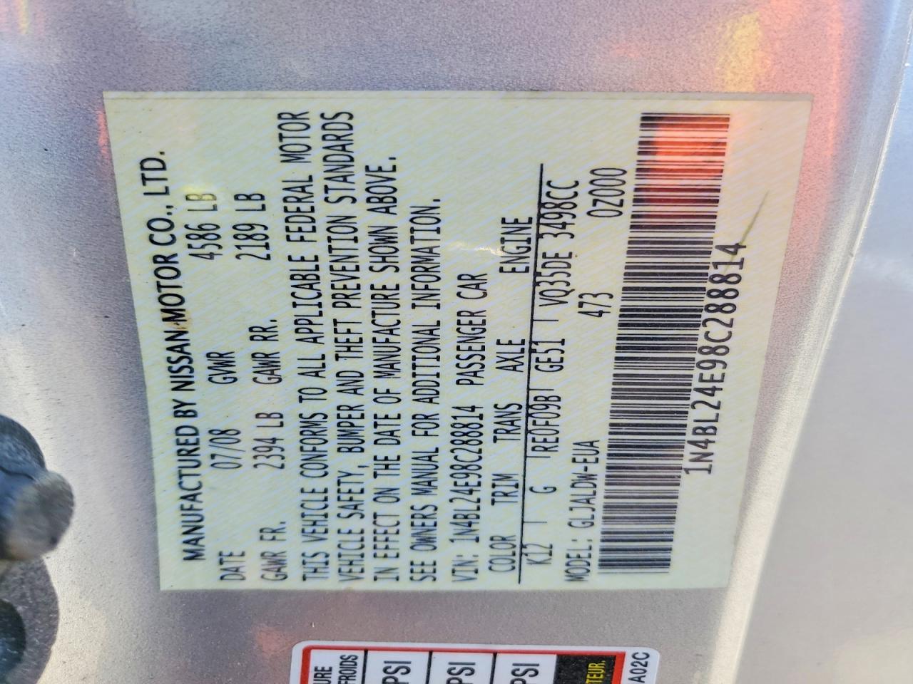 2008 NISSAN ALTIMA 3.5 SE photo 12