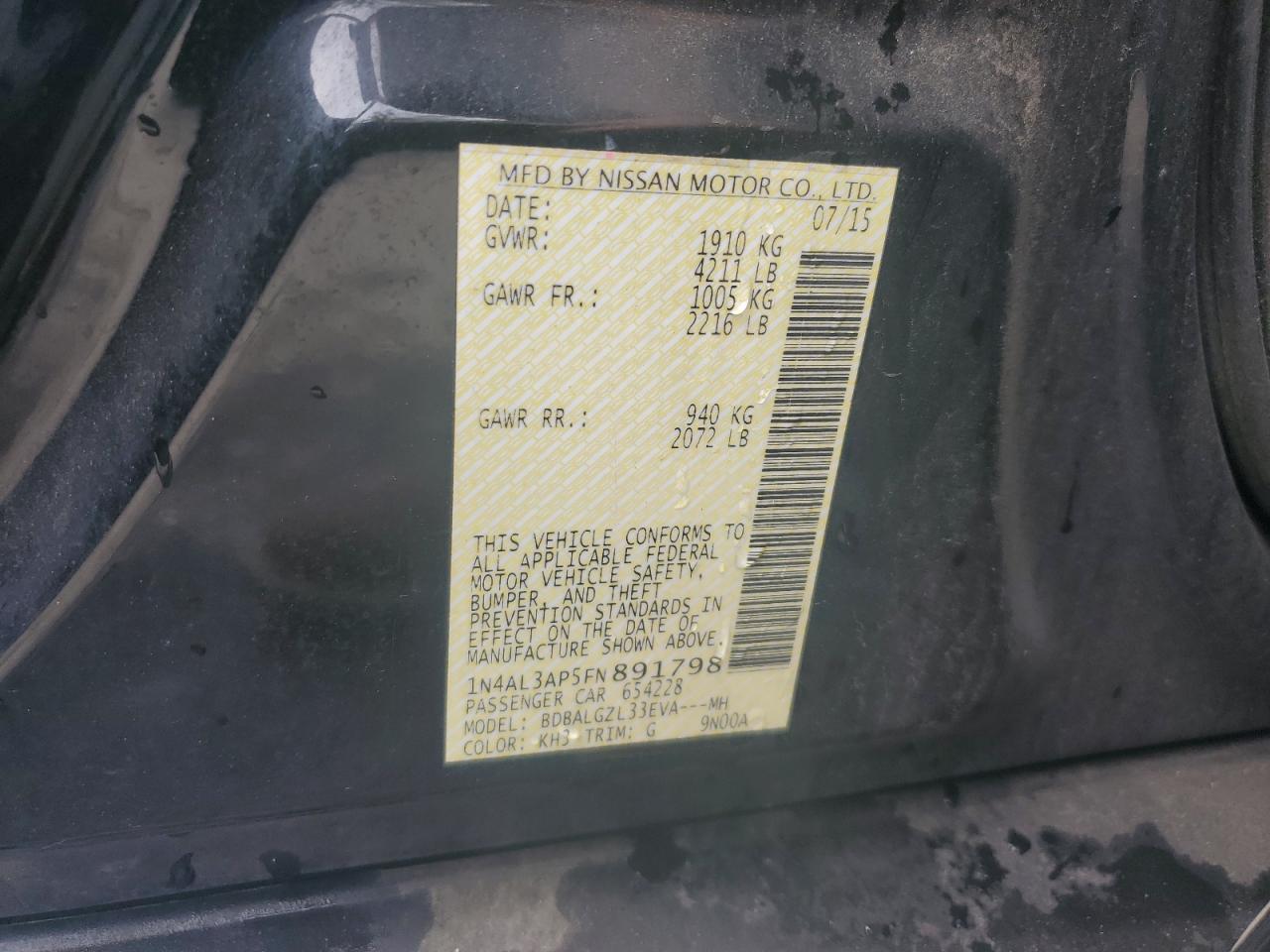 2015 NISSAN ALTIMA 2.5 photo 23