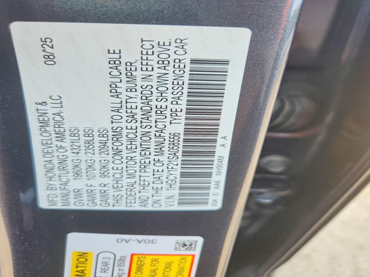 2025 HONDA ACCORD LX photo 34