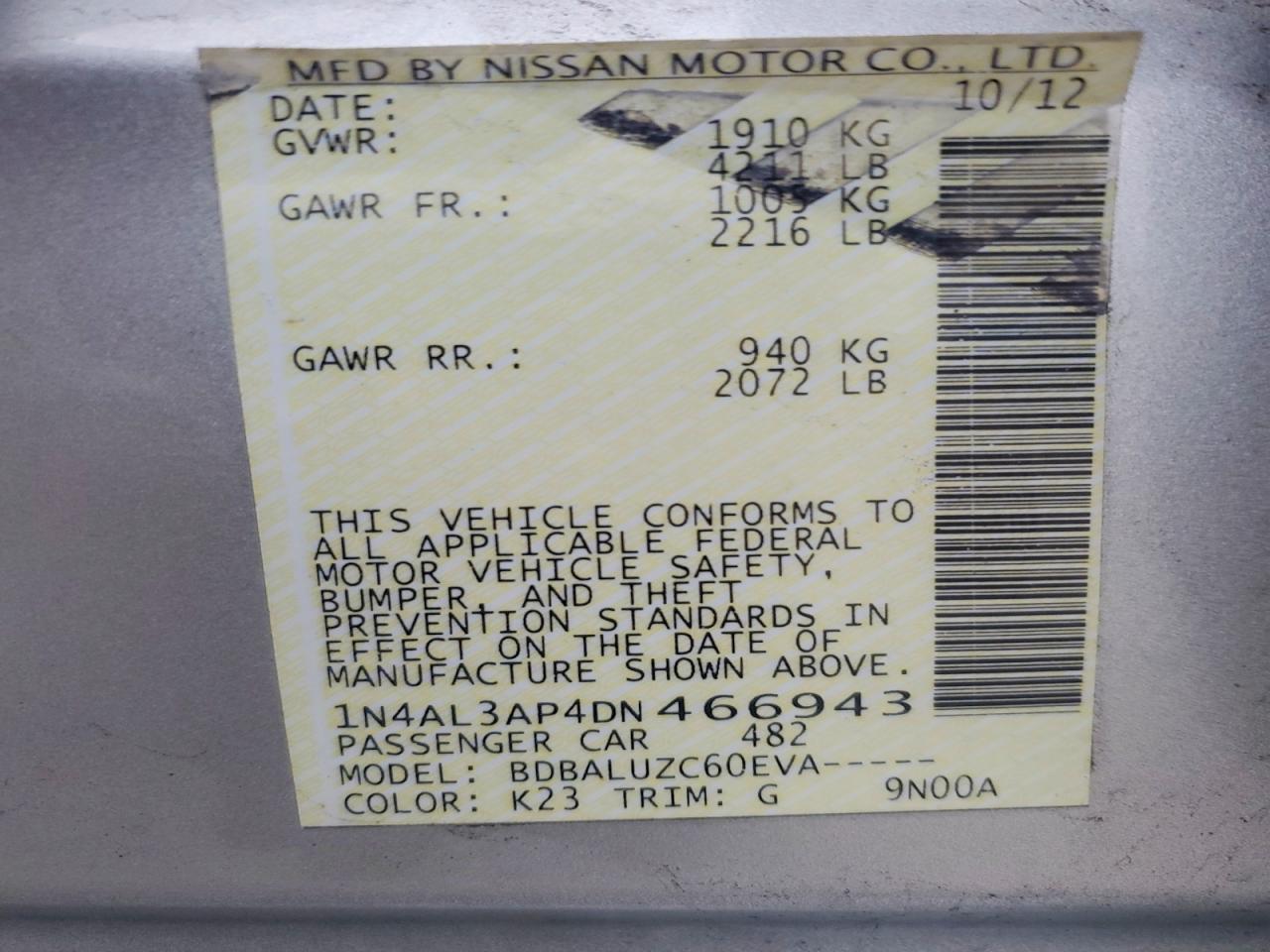 2013 NISSAN ALTIMA 2.5 photo 34