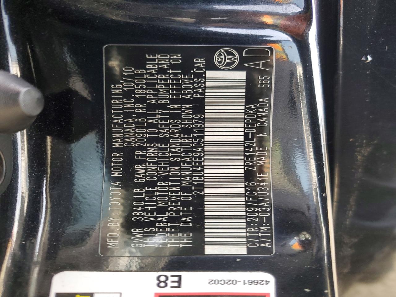 2010 TOYOTA COROLLA LE photo 12