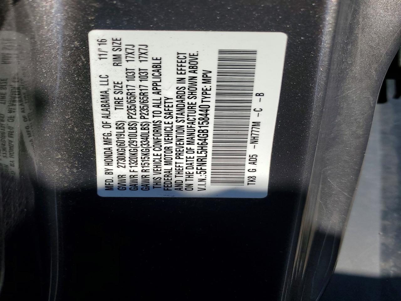 2016 HONDA ODYSSEY EXL photo 40