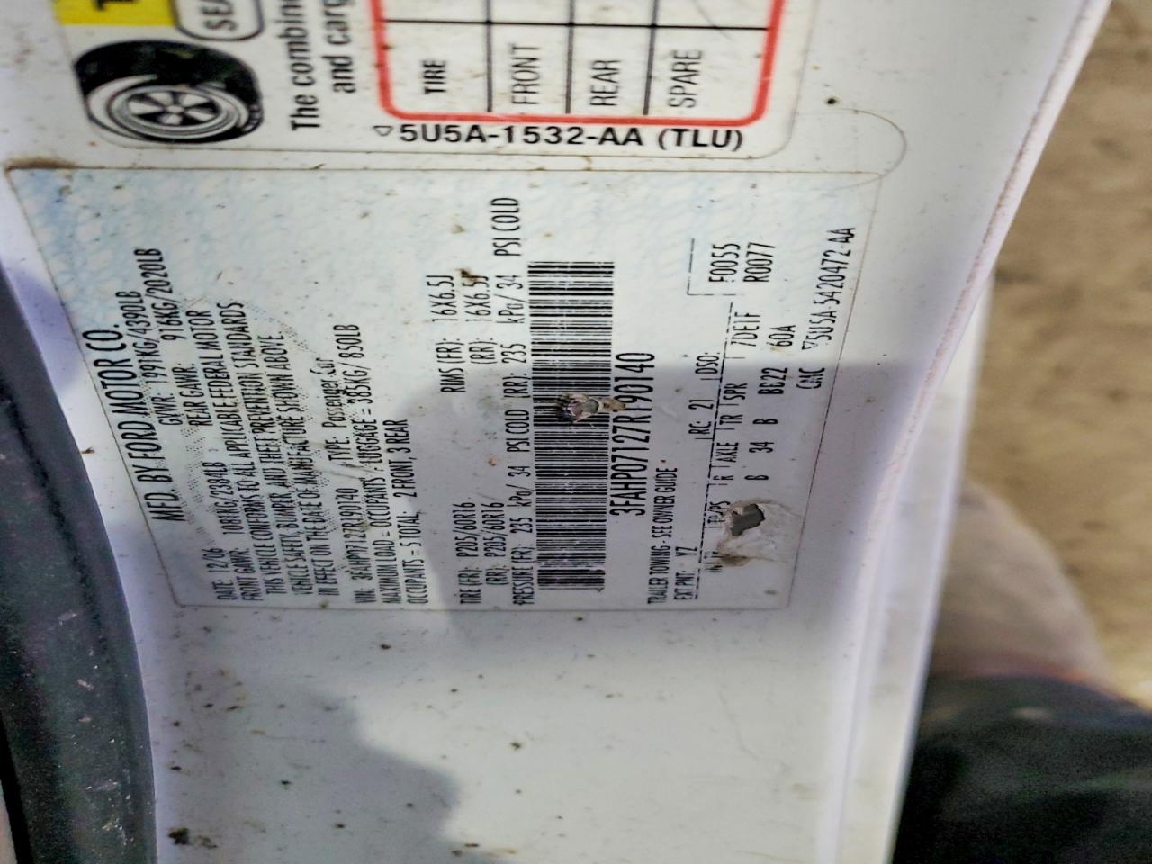 2007 FORD FUSION SE photo 34