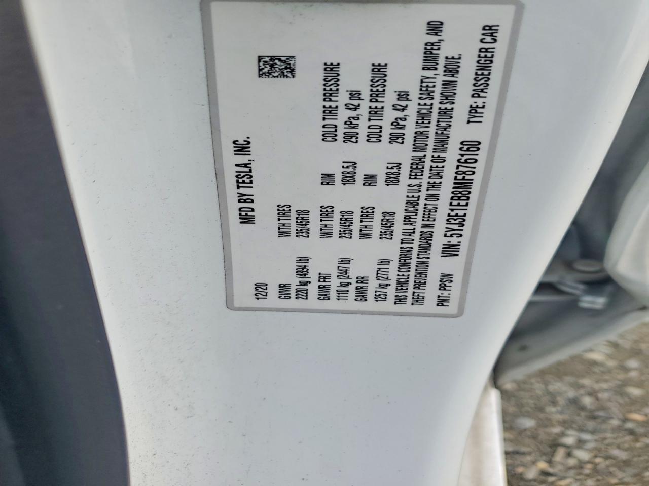 2021 TESLA MODEL 3 photo 12