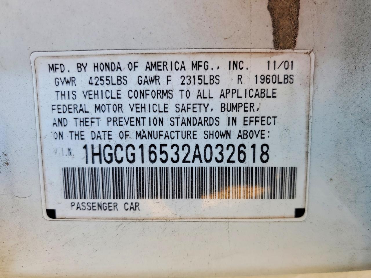 2002 HONDA ACCORD EX photo 25