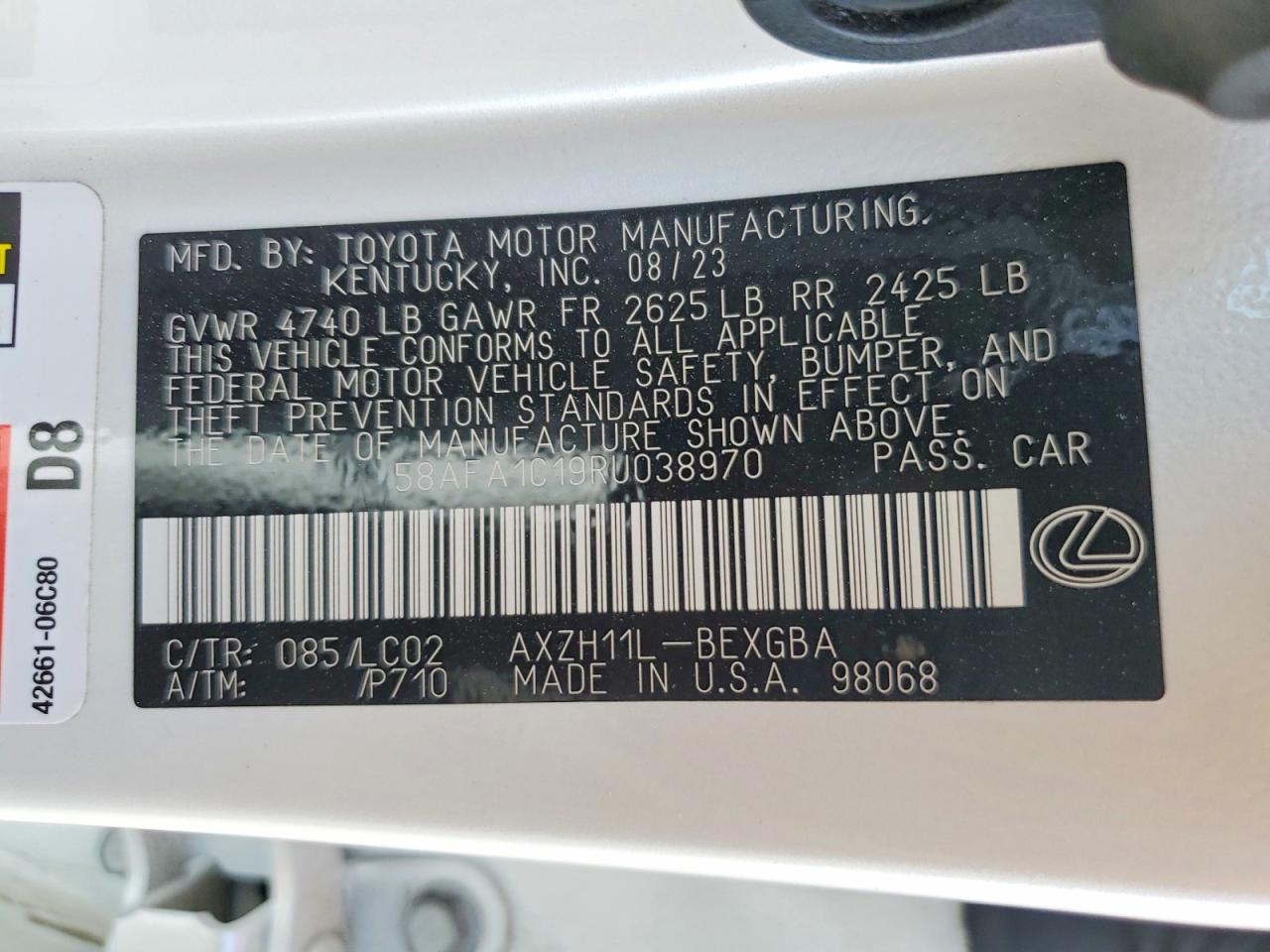 2024 LEXUS ES 300H BASE photo 12