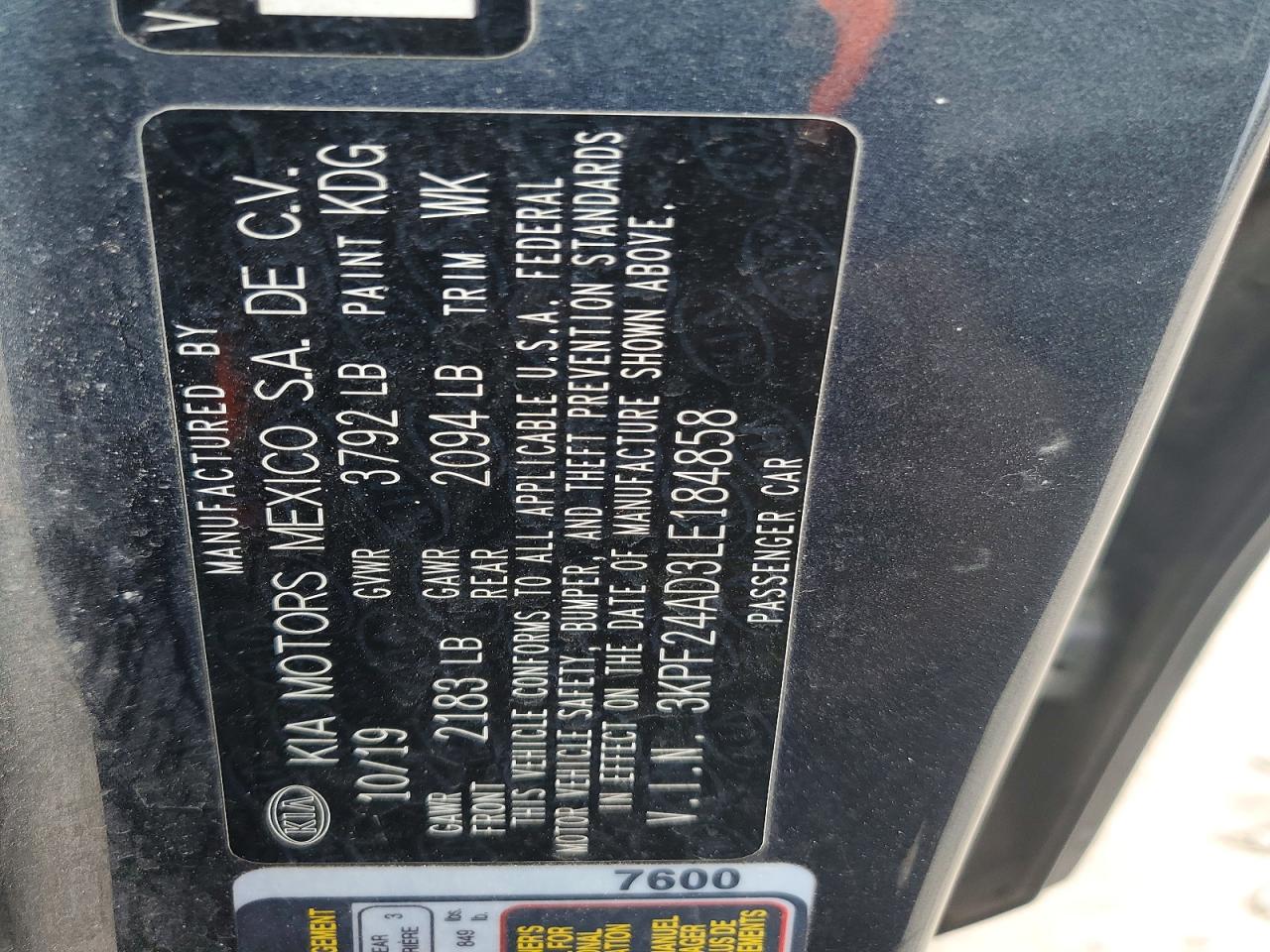 2020 KIA FORTE FE photo 13