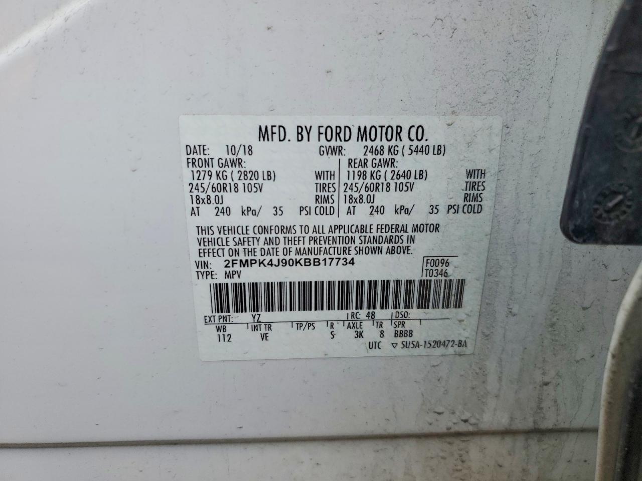 2019 FORD EDGE SEL photo 12