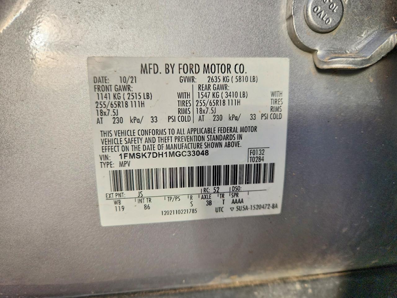 2021 FORD EXPLORER XLT photo 27