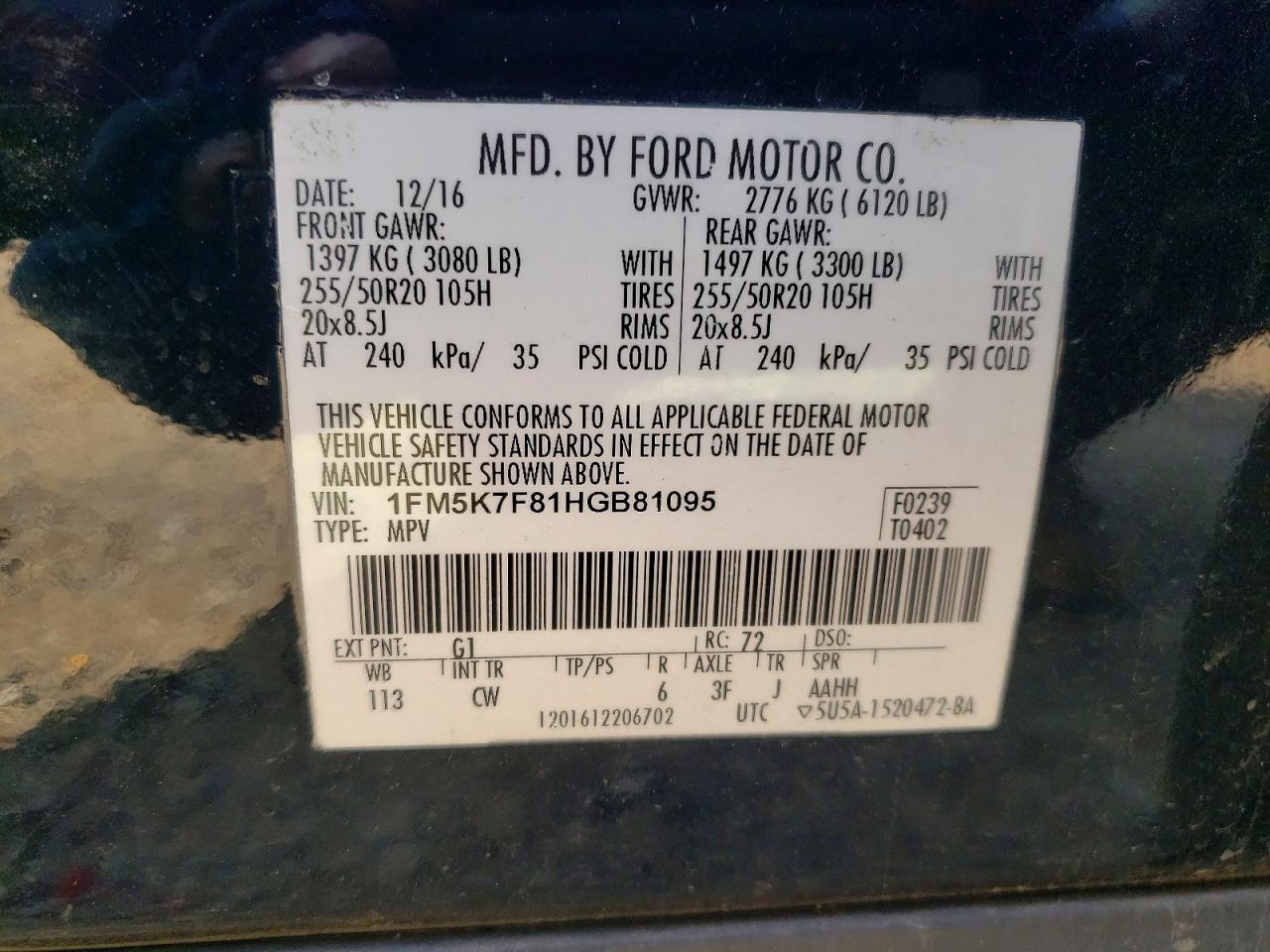 2017 FORD EXPLORER LIMITED photo 13