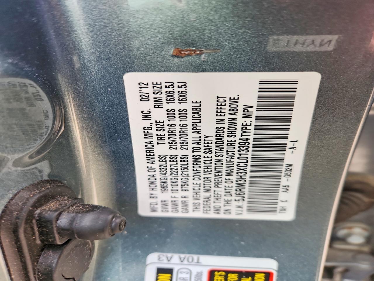 2012 HONDA CR-V LX photo 25