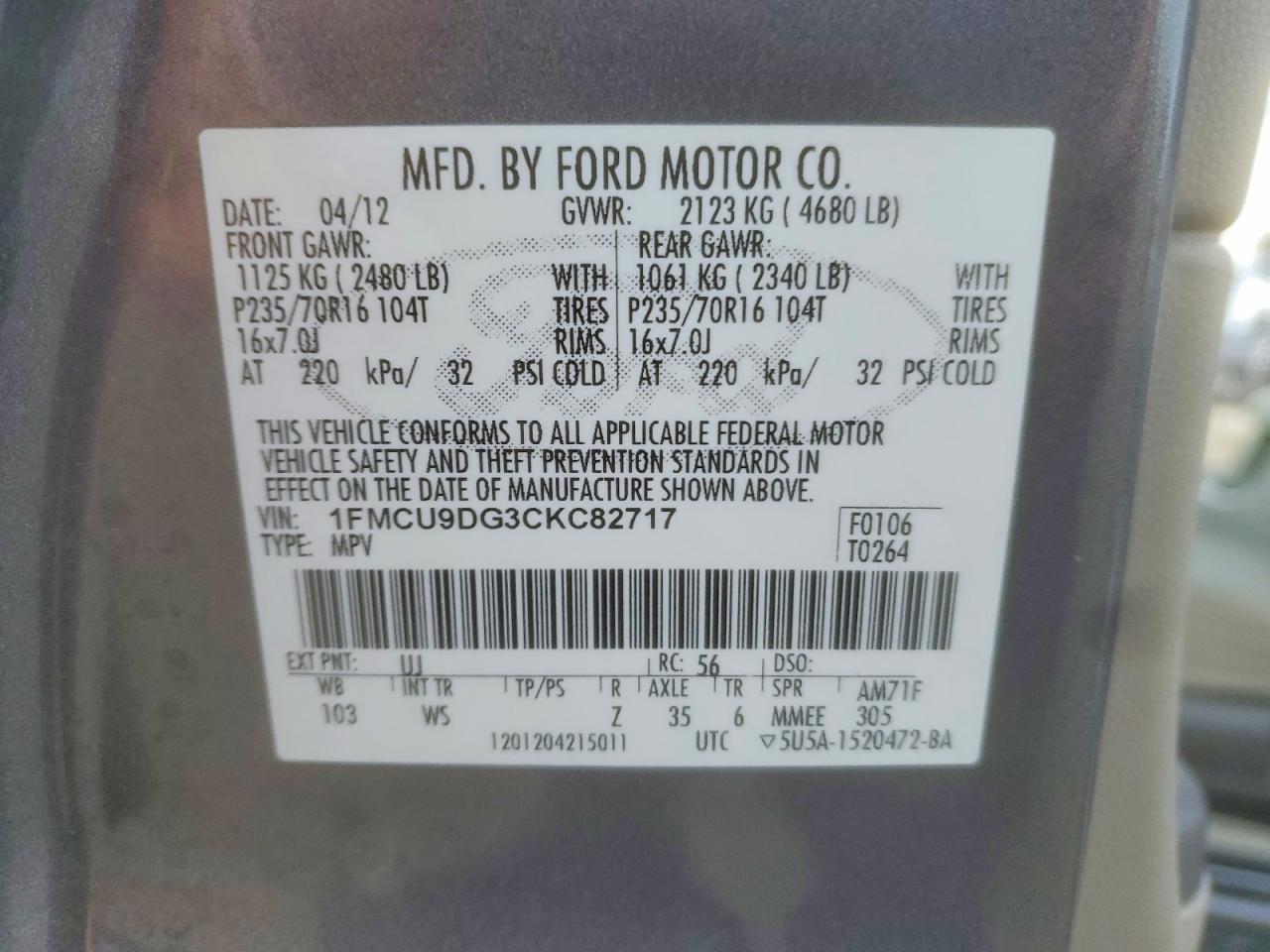 2012 FORD ESCAPE XLT photo 12