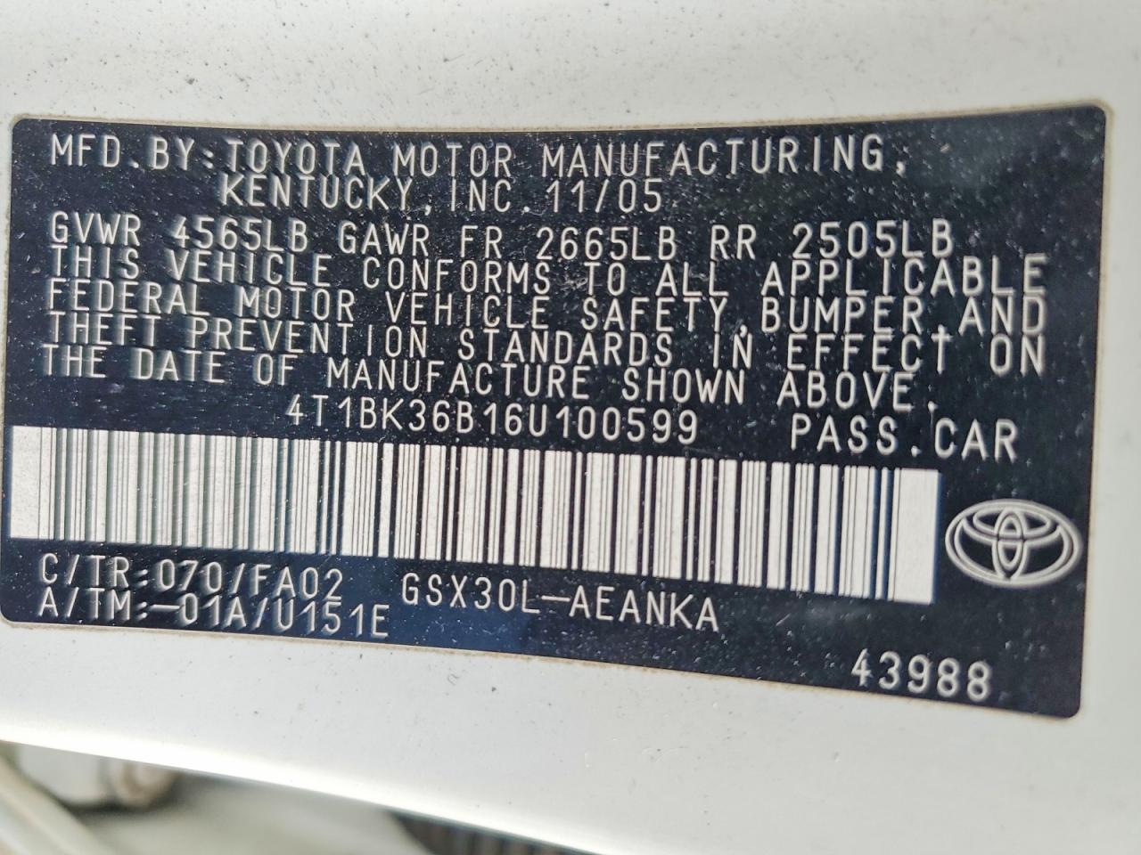 2006 TOYOTA AVALON XL photo 12