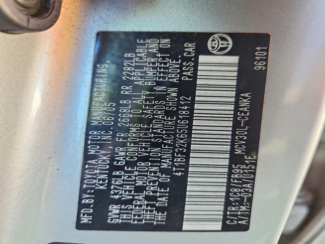 2005 TOYOTA CAMRY LE V6 photo 34
