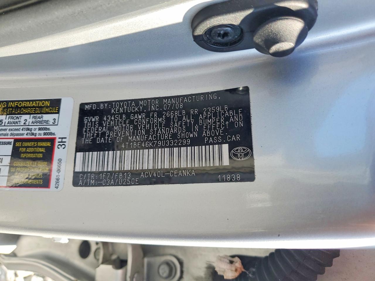 2009 TOYOTA CAMRY LE photo 12