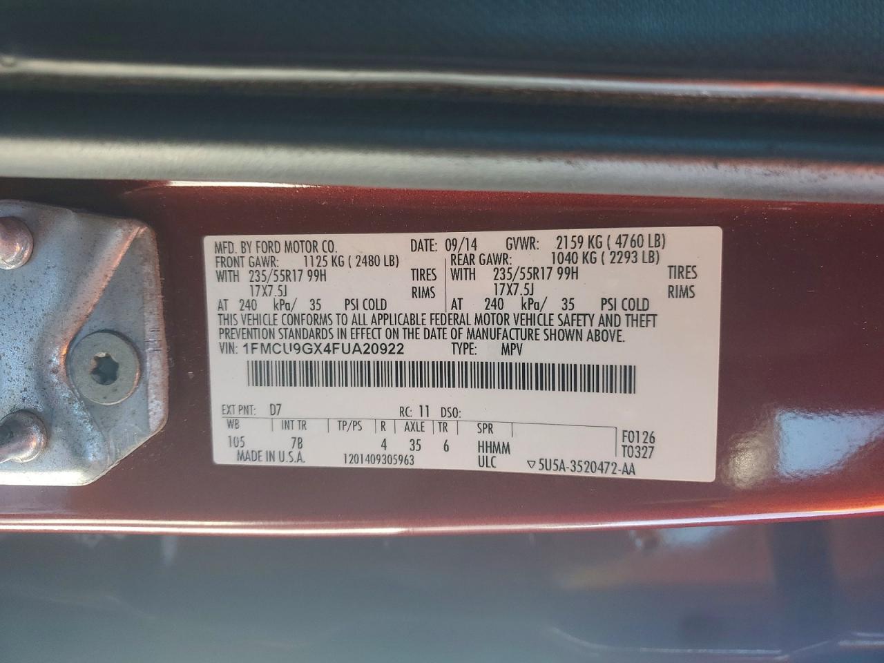 2015 FORD ESCAPE SE photo 25