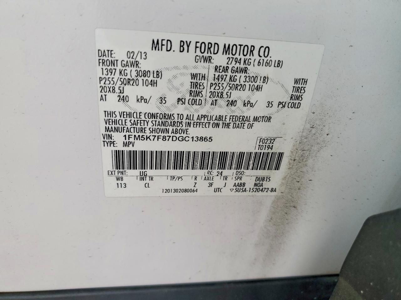 2013 FORD EXPLORER LIMITED photo 13