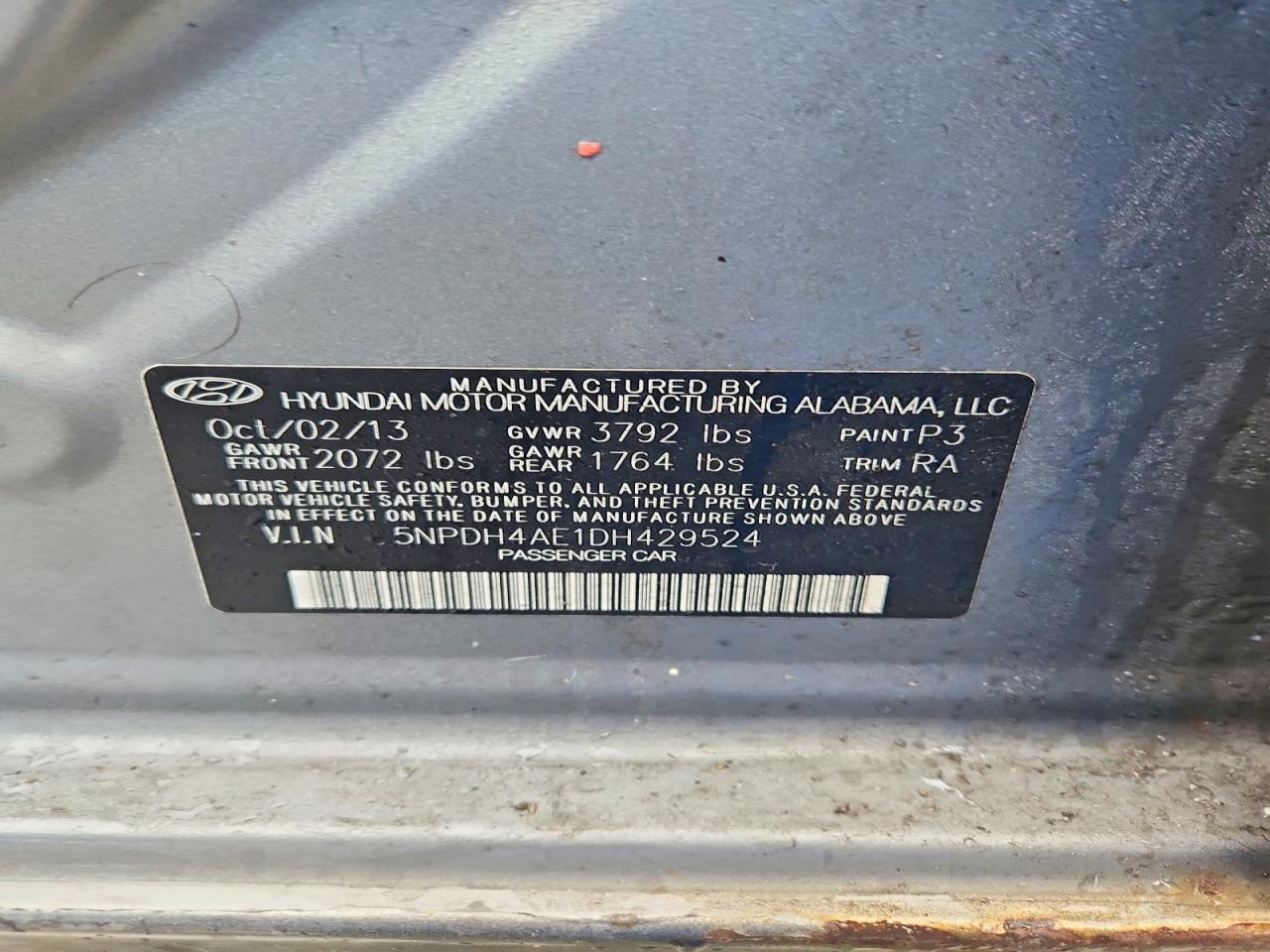 2013 HYUNDAI ELANTRA GLS photo 13