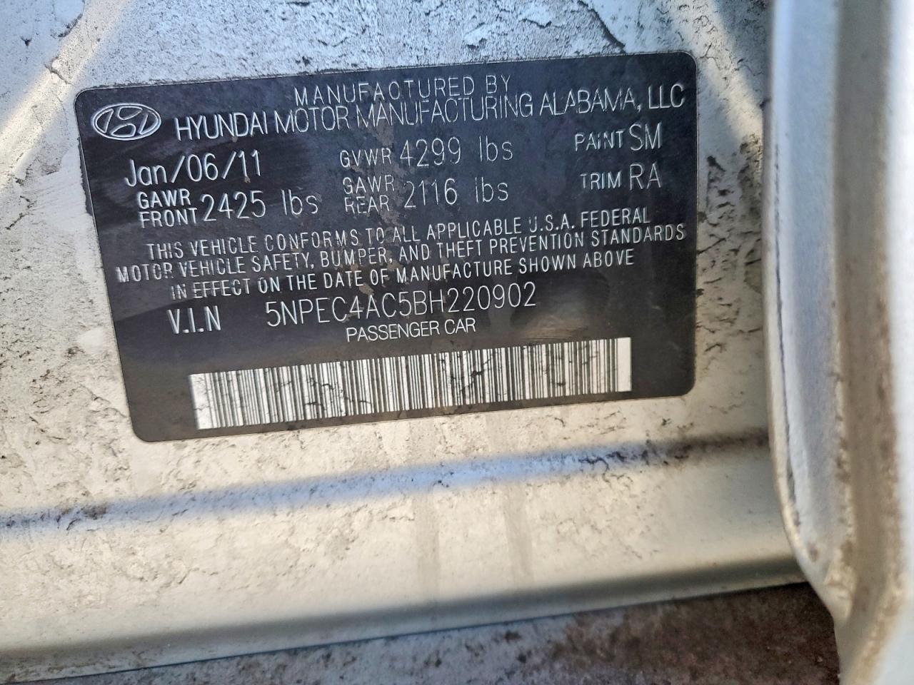 2011 HYUNDAI SONATA LIMITED photo 12