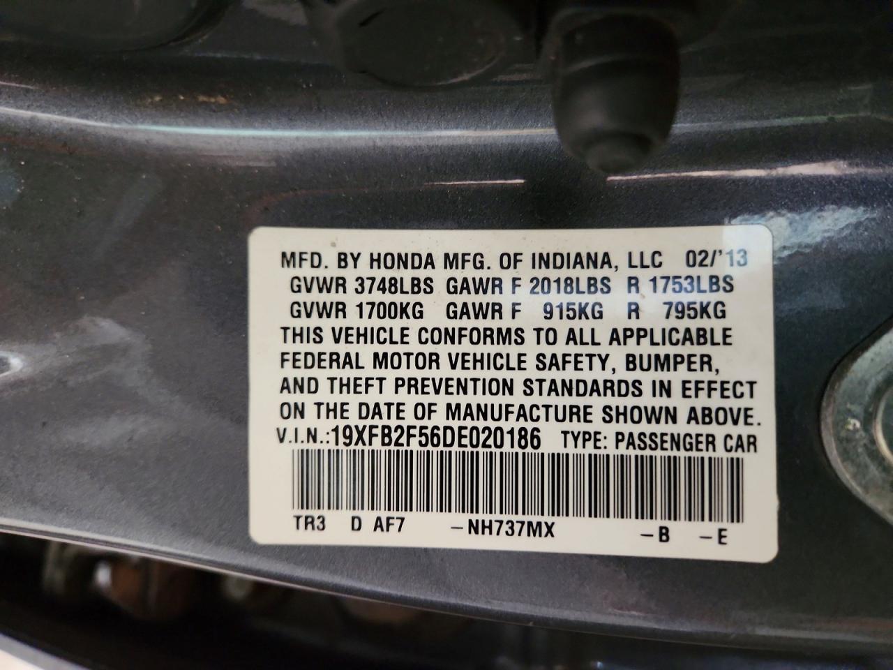 2013 HONDA CIVIC LX photo 34