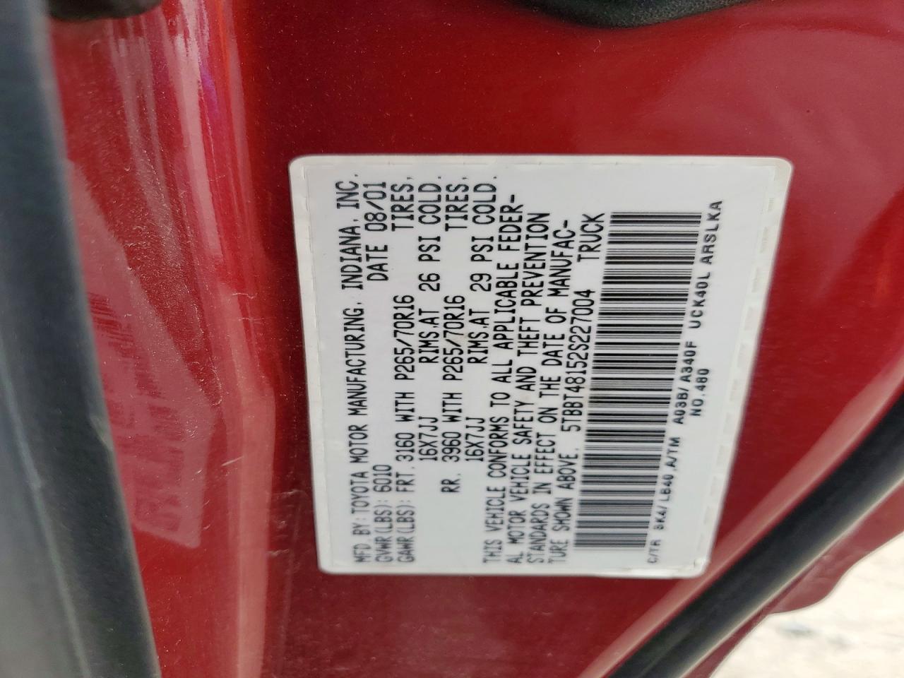 2002 TOYOTA TUNDRA LIMITED V8 photo 12