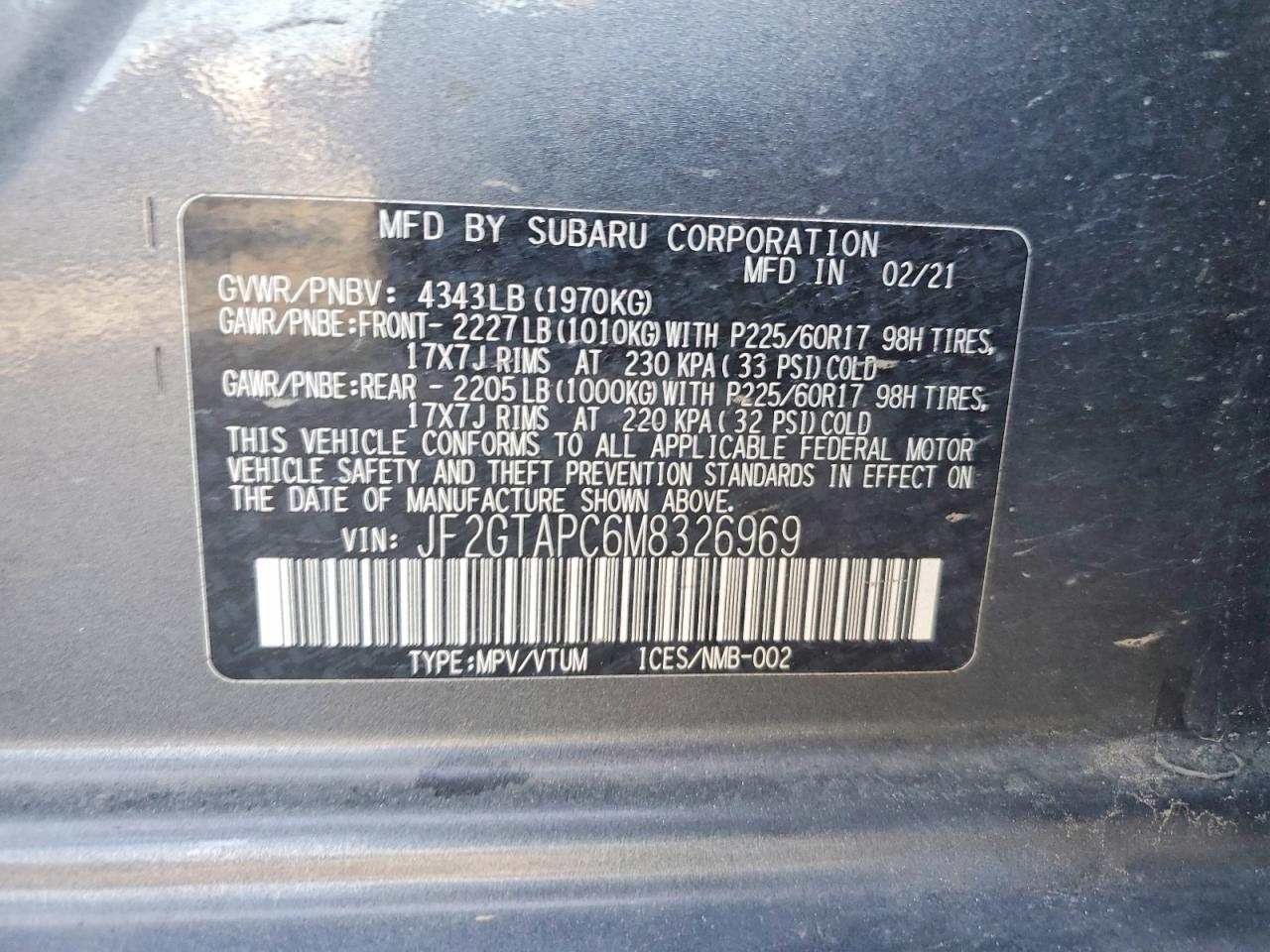 2021 SUBARU CROSSTREK PREMIUM photo 37