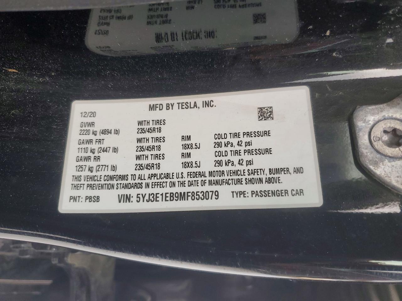 2021 TESLA MODEL 3 photo 45
