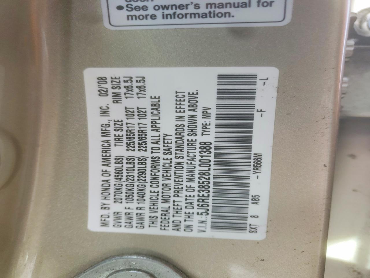 2008 HONDA CR-V EX photo 34
