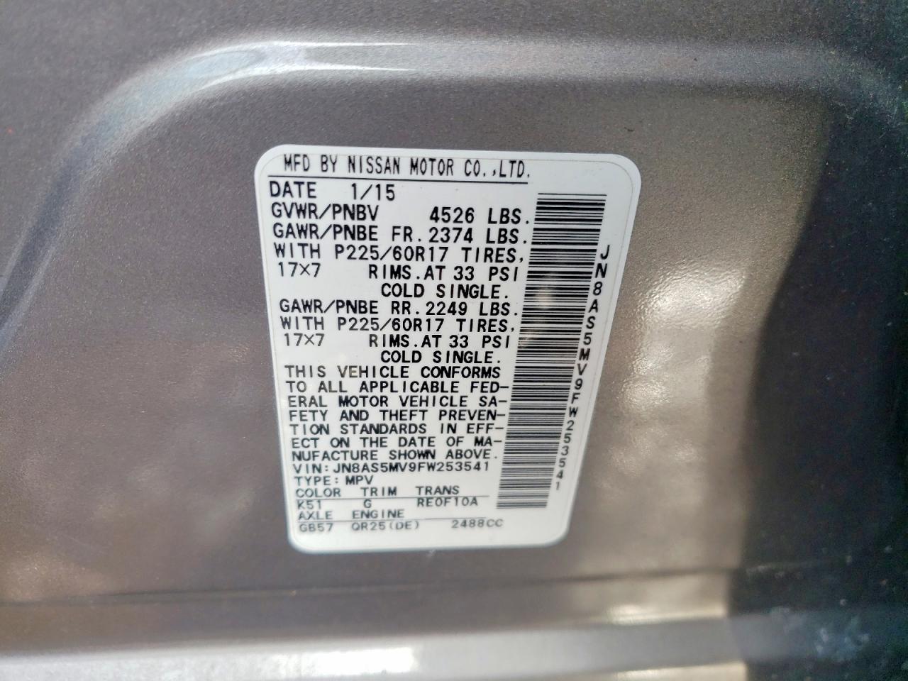 2015 NISSAN ROGUE SELECT S photo 23