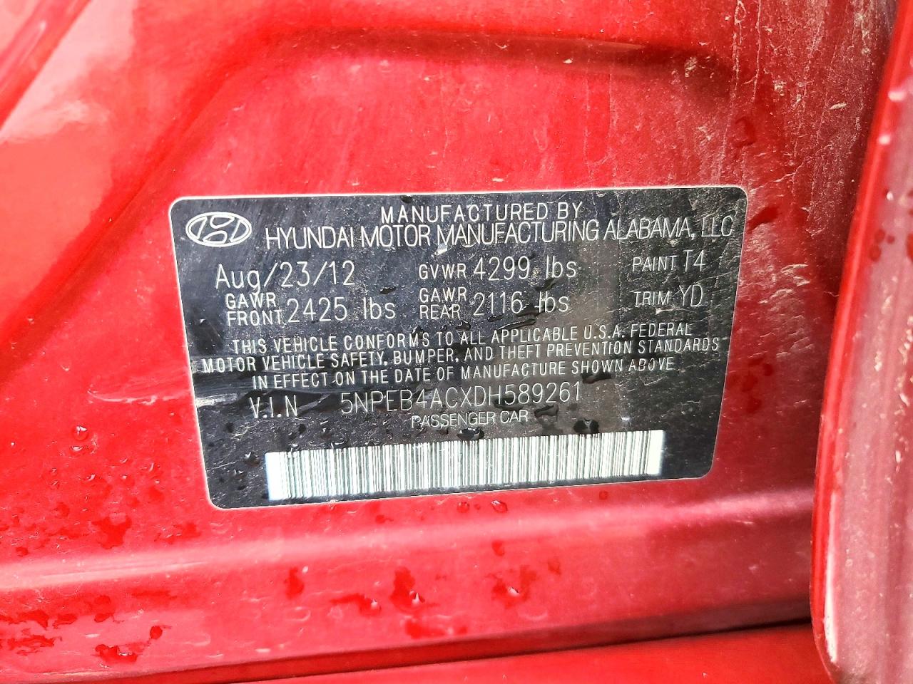 2013 HYUNDAI SONATA GLS photo 37