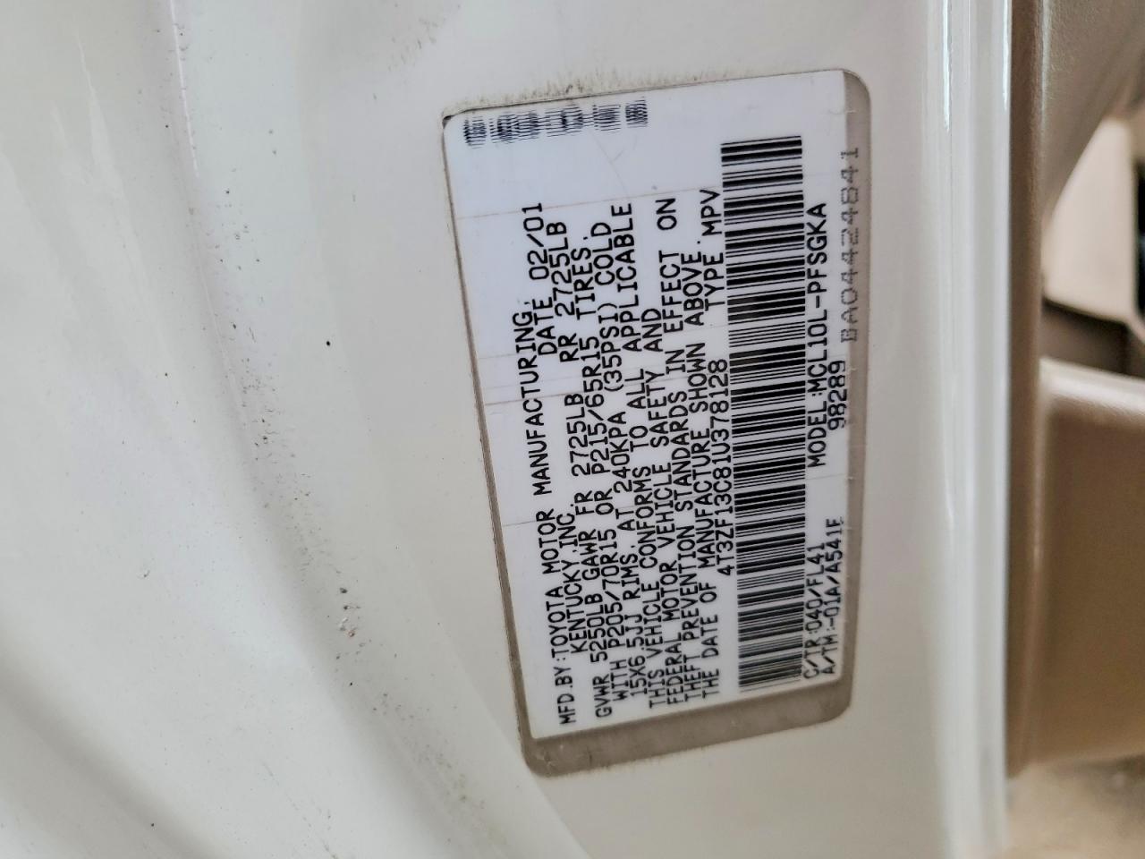 2001 TOYOTA SIENNA XLE photo 23