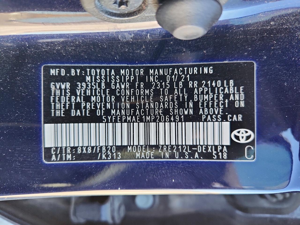 2021 TOYOTA COROLLA LE photo 23