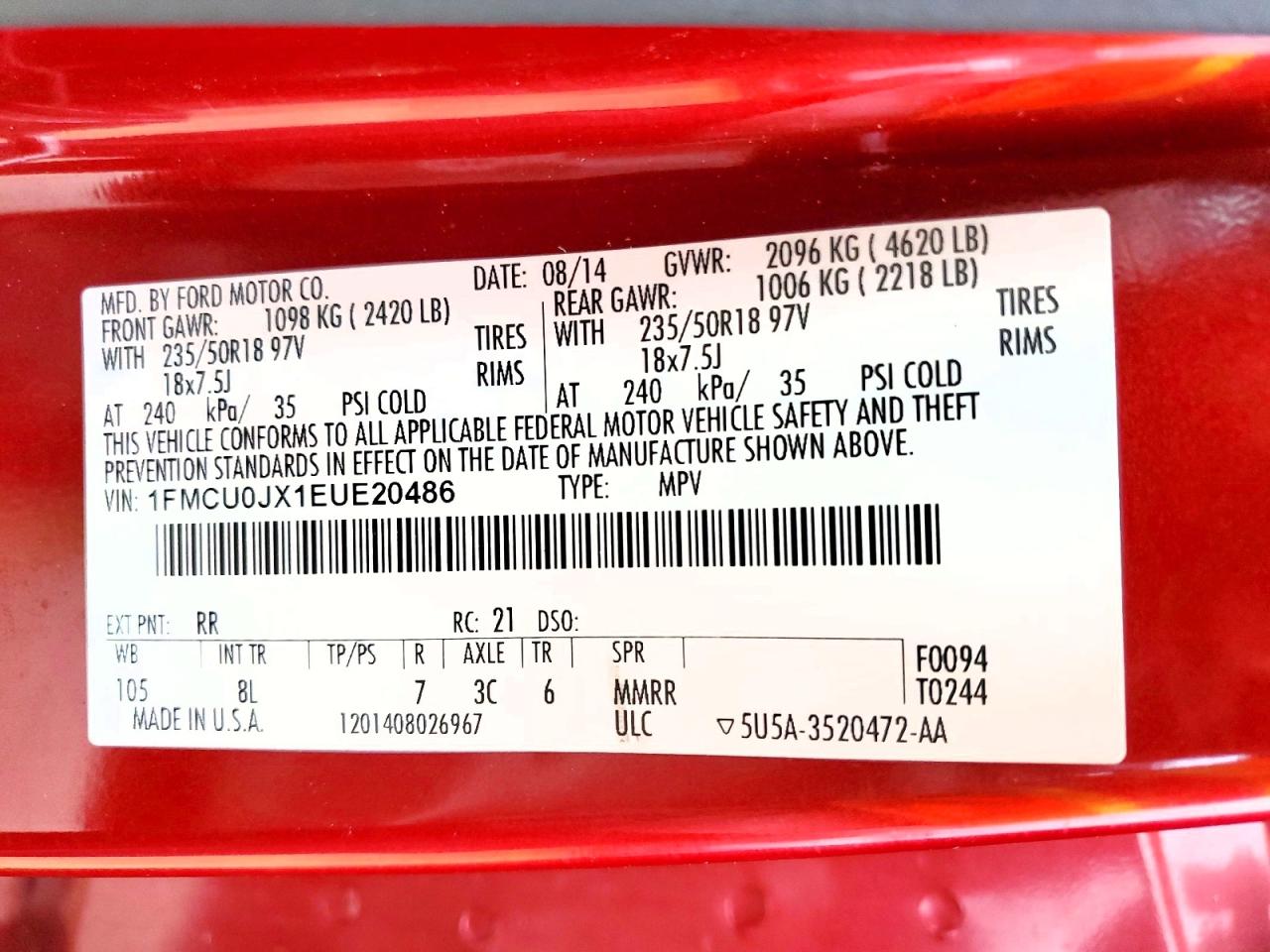 2014 FORD ESCAPE TITANIUM photo 25